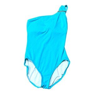 Michael Kors Swimsuit 1 one piece Sz 10 One Shoulder Maillot Summer Blue Suit